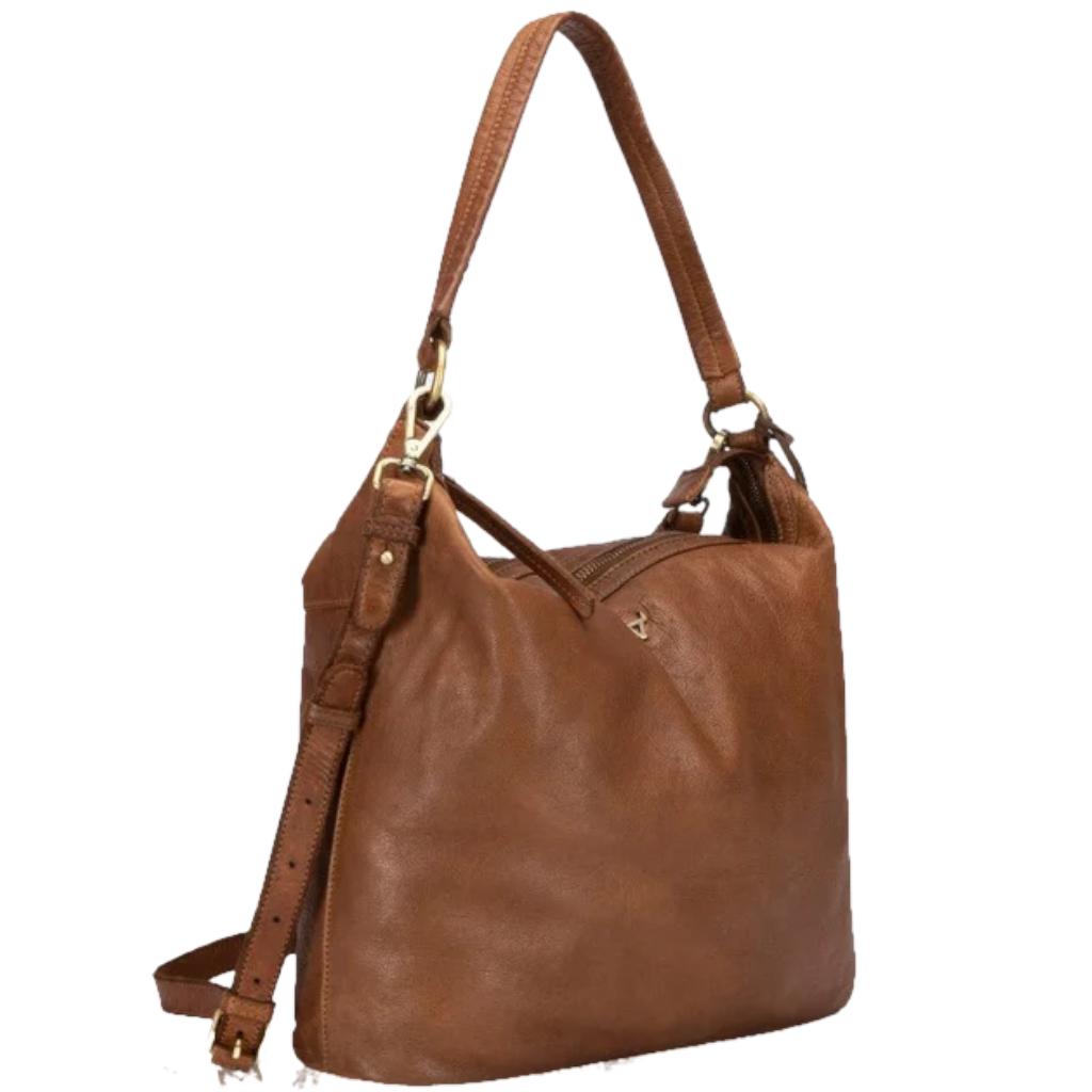 Brando Winslet Leather 2652 ladies hobo sling cognac front3qrtr