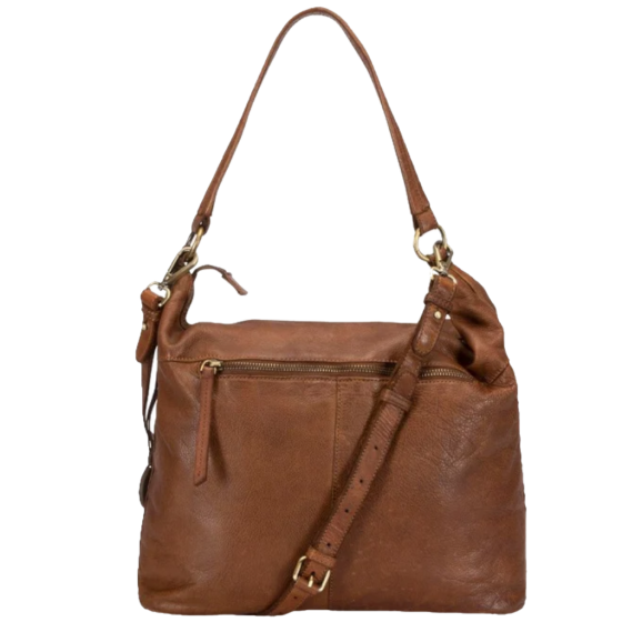Brando Winslet Leather 2652 ladies hobo sling cognac rear