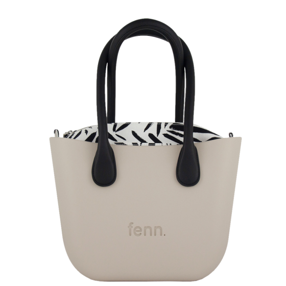 Fenn Petite P407 Grey pattern inner silver zip black round handle front