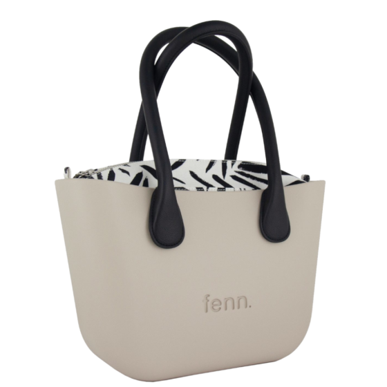 Fenn Petite P407 Grey pattern inner silver zip black round handle front3qrtr