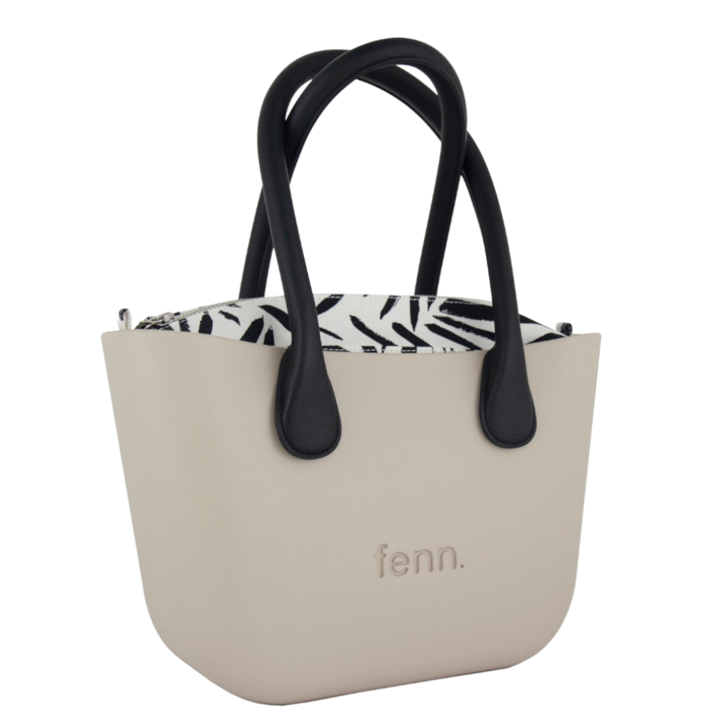 Fenn Petite P407 Grey pattern inner silver zip black round handle front3qrtr