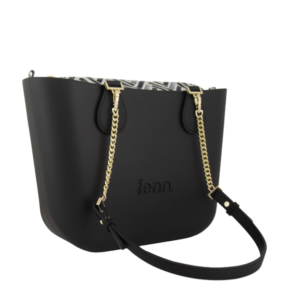 Fenn Petite 9499 Black gold chain pattern inner front3qrtr