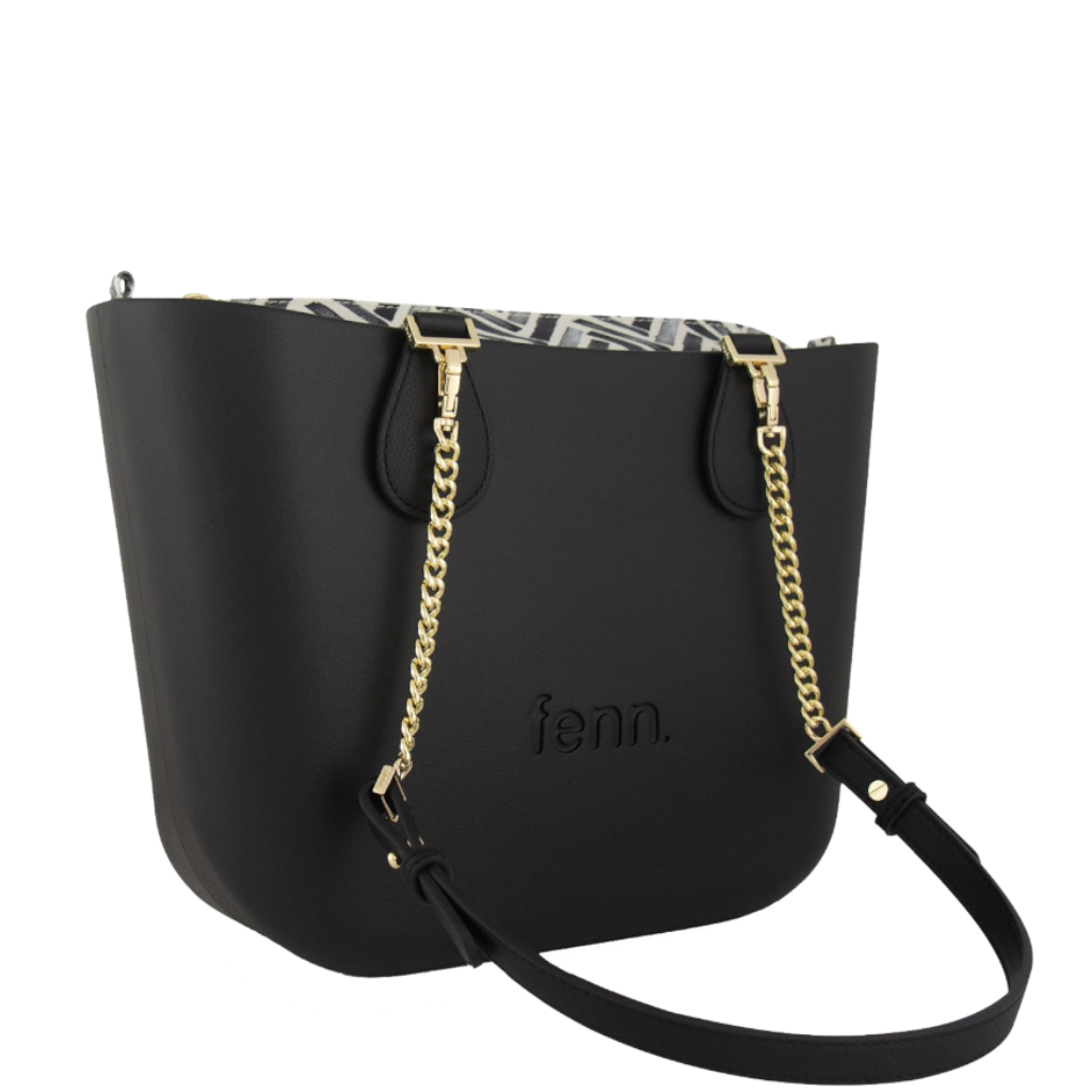 Fenn Petite 9499 Black gold chain pattern inner front3qrtr