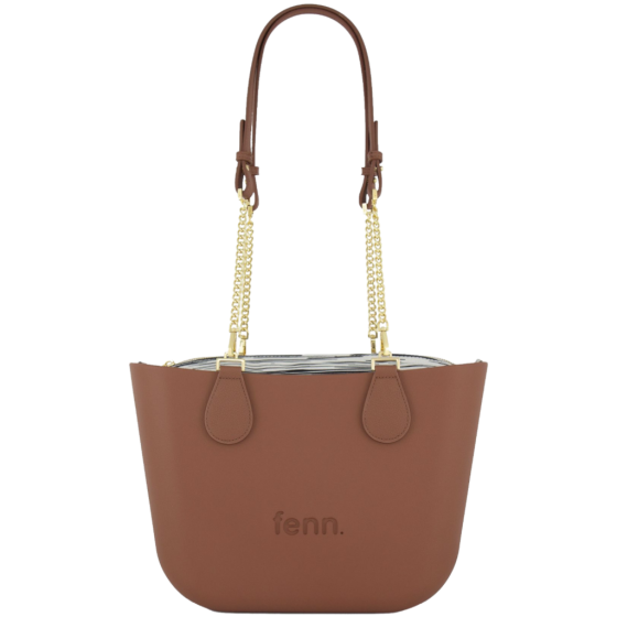 Fenn Petite 9502 Tan gold chain pattern inner front handle up