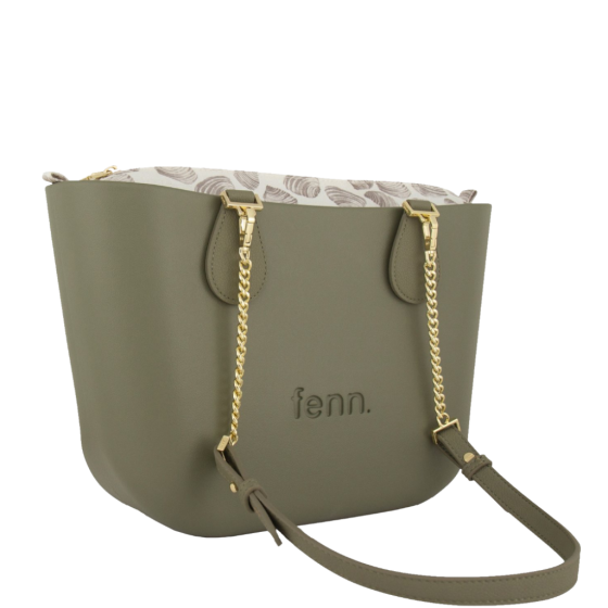 Fenn Petite 9503 Olive gold chain printed inner front3qrtr