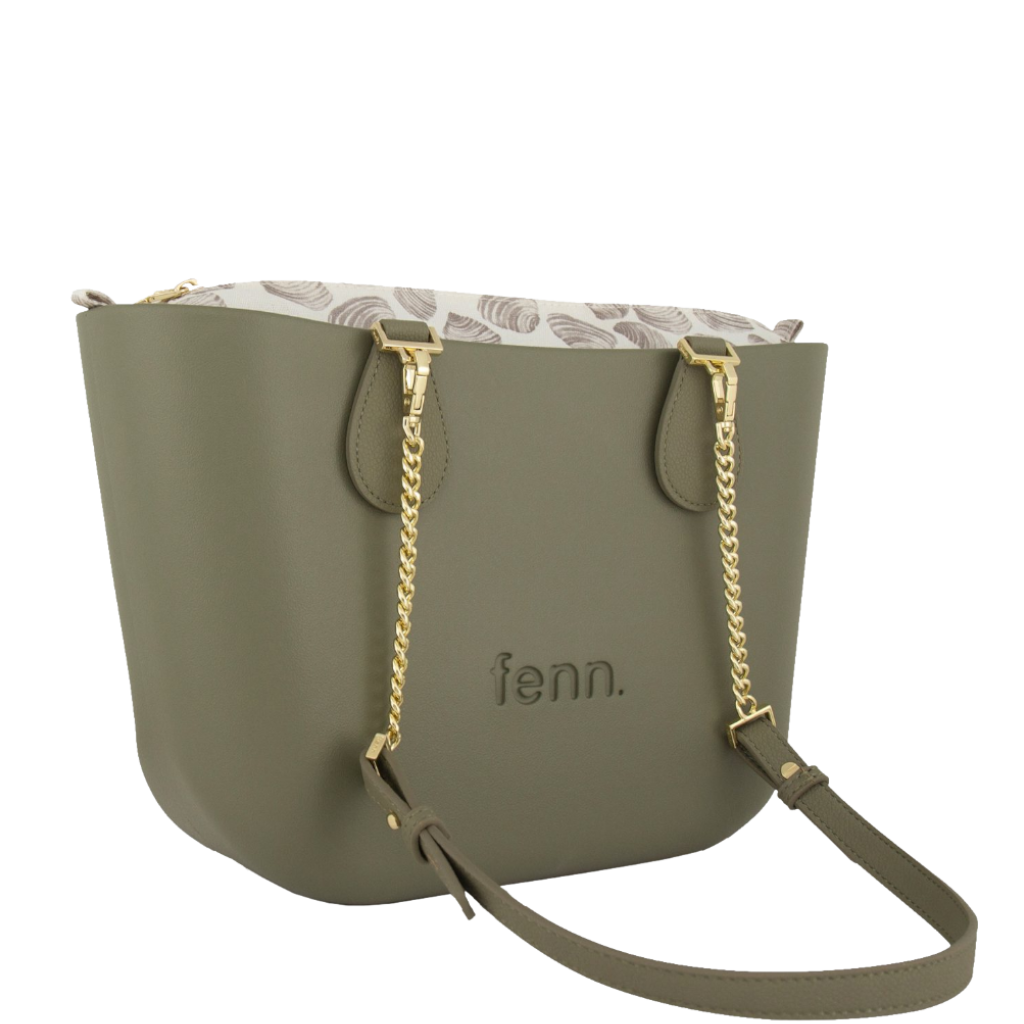 Fenn Petite 9503 Olive gold chain printed inner front3qrtr