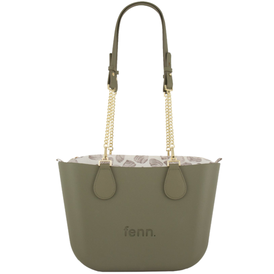 Fenn Petite 9503 Olive gold chain printed inner front handle up