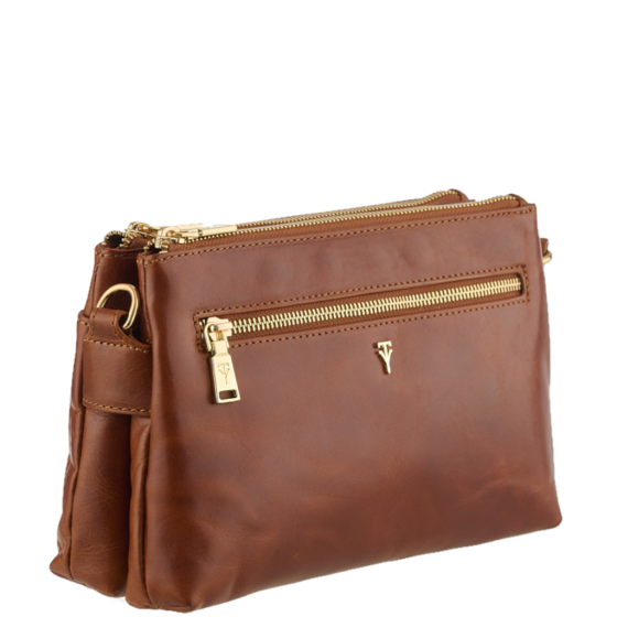 Tuscany Giuliana THM206 Double Compartment Handbag Tan front3qrtr
