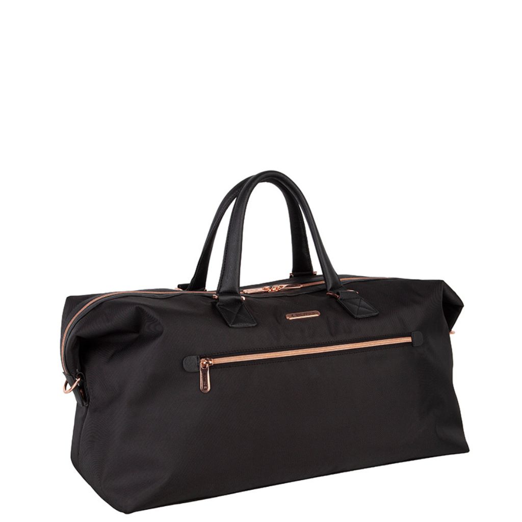 Cellini Allure Duffle Bag Black, Rose Gold Trim - Luggage Warehouse