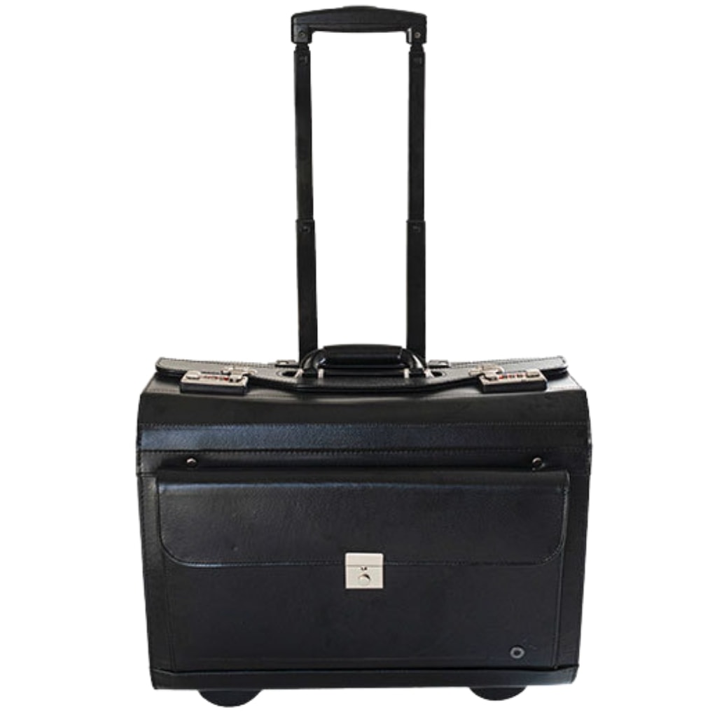  Leather Pilot Case Wheeled Business Laptop Travel Flight  Briefcase Bag Hand Luggage (Wheeled Pilot Case) : Electronics