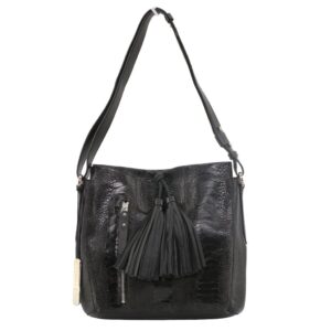 Provoque_Ostrich_Leg_Handbag_4022_Jeanine_Black_front