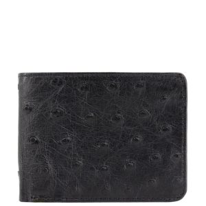 REptile_TRading_Leone_Ostrich_leather_wallet_wth_tab_black_front