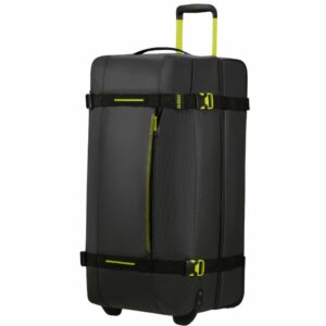 American_Tourister_Urban_TRack_Coated_Black_lime_Duffle_large_front3qrtr