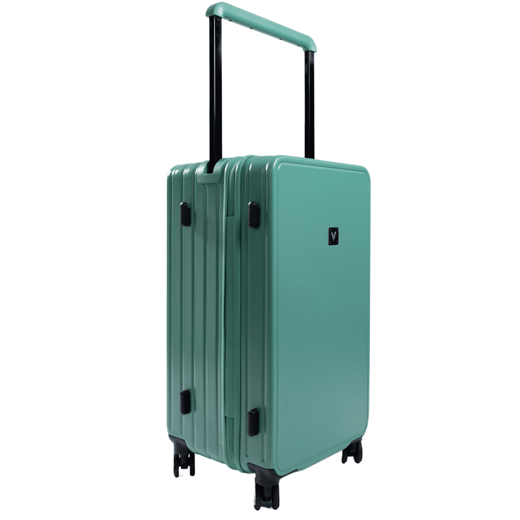 Valarro_Viaggio_Spinner_Green_Medium_Front3qrtr_handle_up