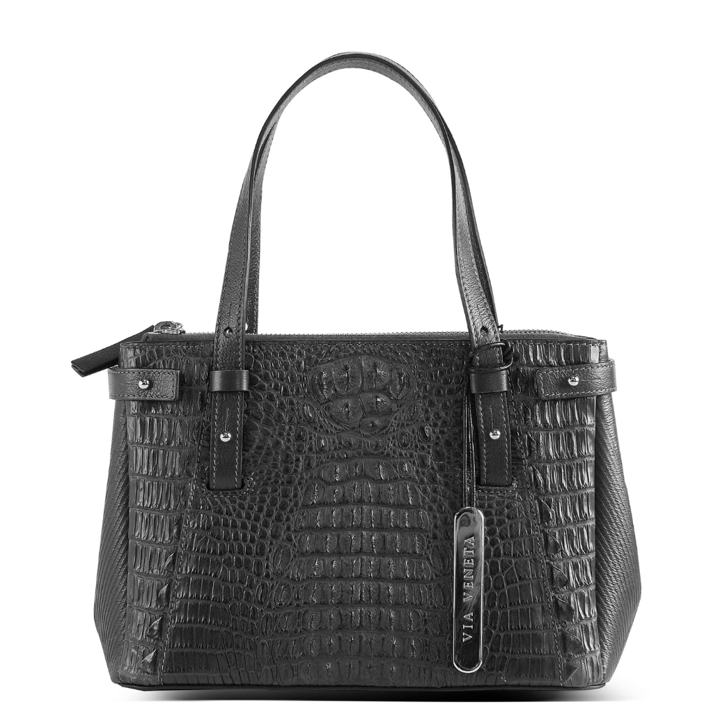 Provoque_4024_Fran_Hornback_croc_black_handbag_front