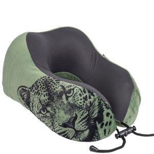 Cellini_Safari_Leopard_IB33074_Neck_Pillow_with_pouch_green_front3qrtr