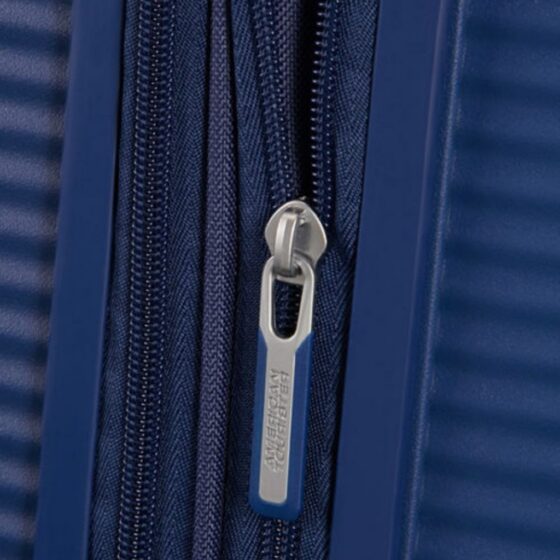 American Tourister 32G Soundbox Spinner luggage Collection Navy expander zip jpg