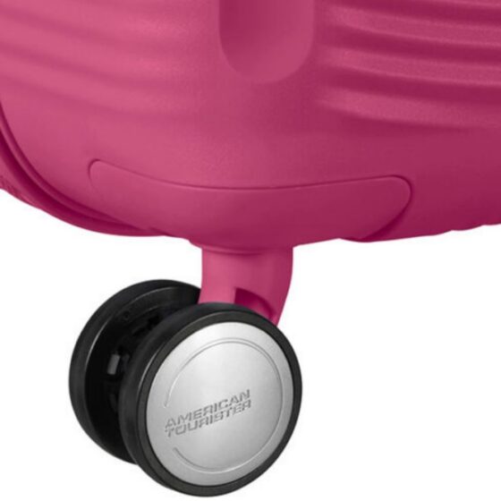American Tourister 32G Soundbox Spinner luggage Collection magenta wheels jpg