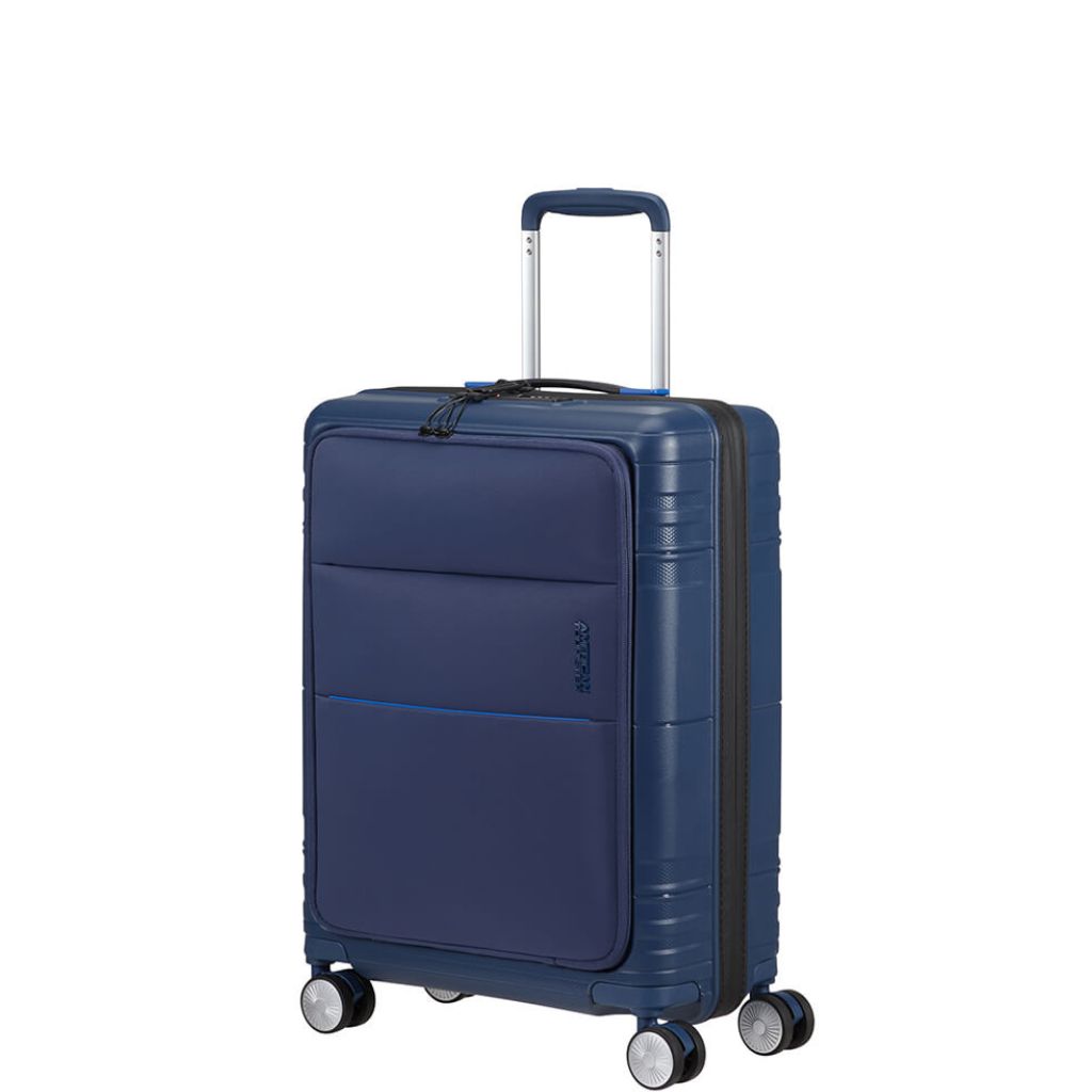 American Tourister Hello Cabin Mc4 Spinner 55cm Uncoated Navy Blue Front3qrtr Primary