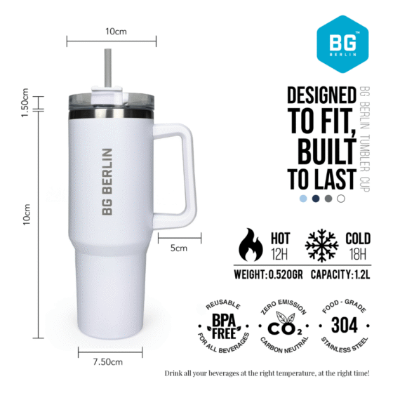 BG Berlin Thermomug 1 2L tumbler white detail png