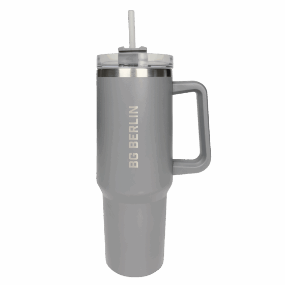 BG Berlin Thermomug Light Grey front transparent