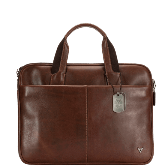 Brando Brosnan 1003 Leather slimline13 inch business brief brown front png