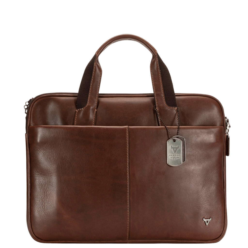 Brando Brosnan 1003 Leather slimline13 inch business brief brown front png