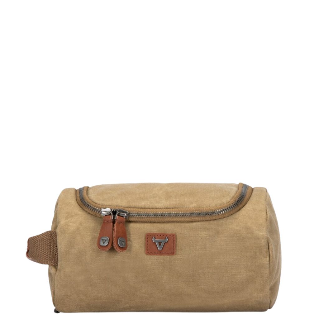 Brando Duvall Canvas Washbag 4126 Khaki Brown Front
