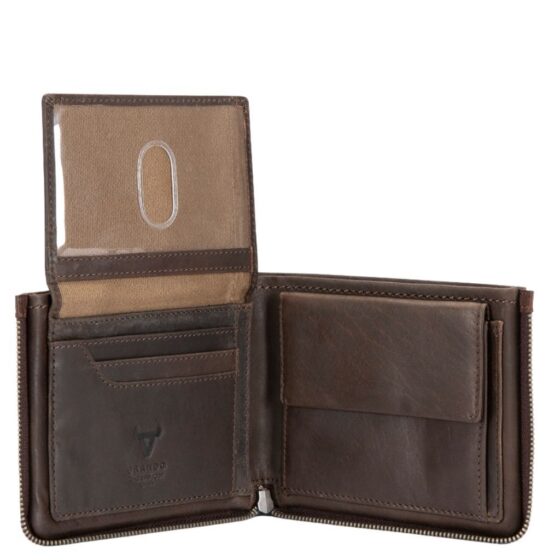Brando Eastwood Leather Zip around wallet 5535 brown interior1 jpg