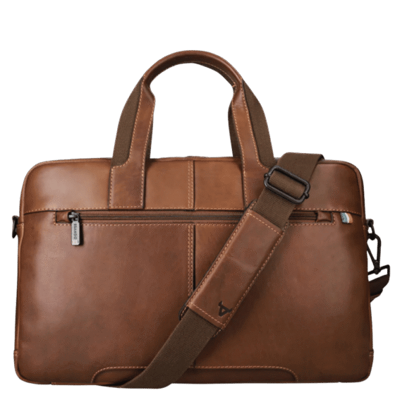Brando James 1007 Leather 15 inch laptop briefcase brown rear png