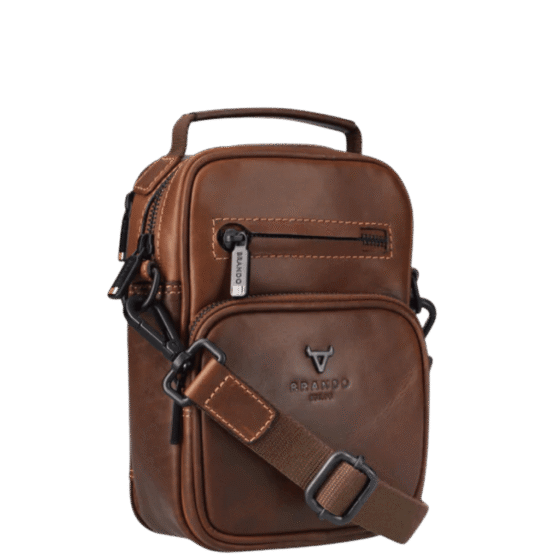 Brando James 3353 Leather crossbody brown front3qrtr png