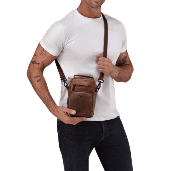Brando James 3353 Leather crossbody brown lifestyle png