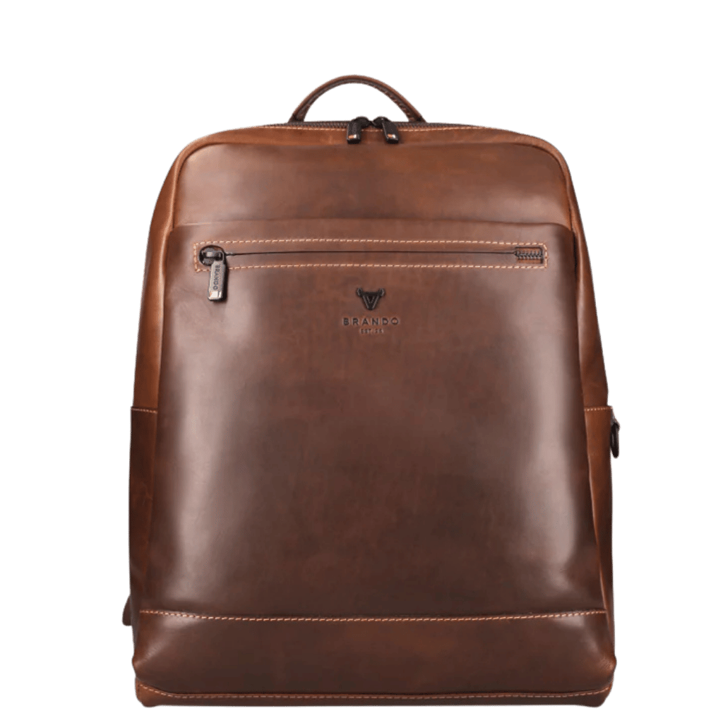 Brando James Leather 3416 15 inch laptop backpack brown front png