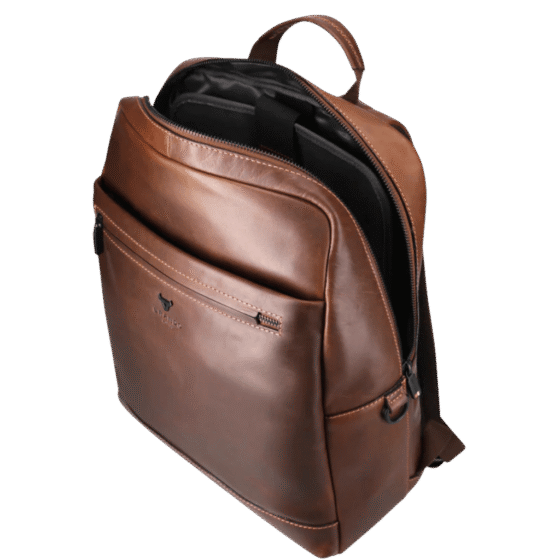 Brando James Leather 3416 15 inch laptop backpack brown front3qrtr2 png