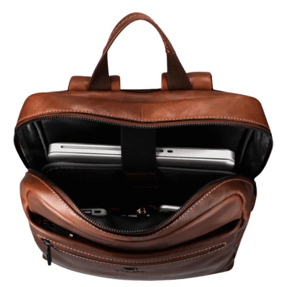 Brando James Leather 3416 15 inch laptop backpack brown interior png