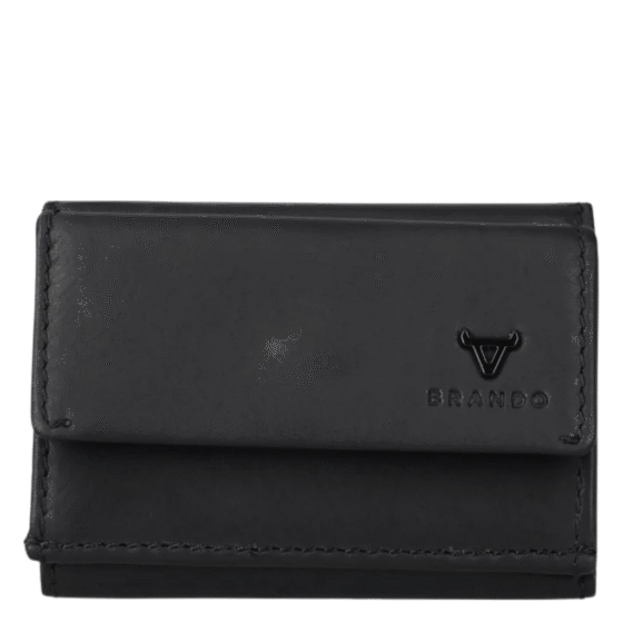 Brando James Leather TRifold Wallet 6667 black front png