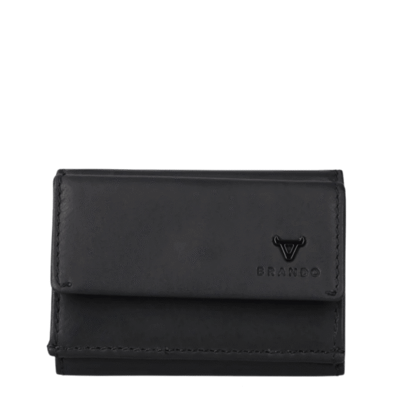 Brando James Leather TRifold Wallet 6667 black front primary png