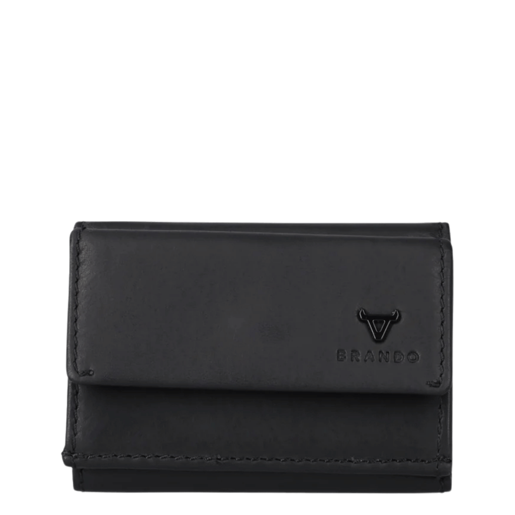 Brando James Leather TRifold Wallet 6667 black front primary png