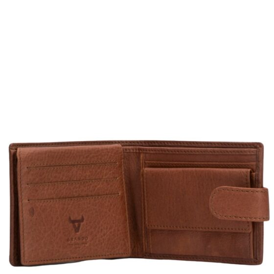 Brando Kudu Leather Wallet With Tab 7333 Copper Brown Interior1