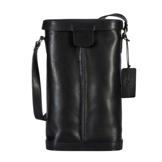Brando Porter Craft 8001 leather double wine carrier black front jpg