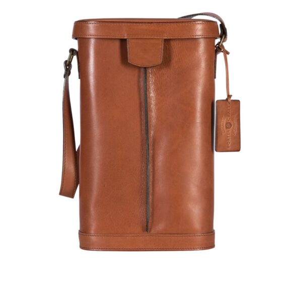 Brando Porter Craft 8001 leather double wine carrier tan front jpg