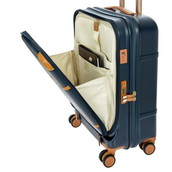 Brics Bellagio 55cm Carry On Front Organiser Pocket Blue Open