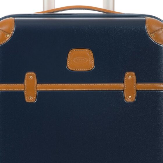 Brics Bellagio Spinner Luggage Blue leather trim Detail jpg