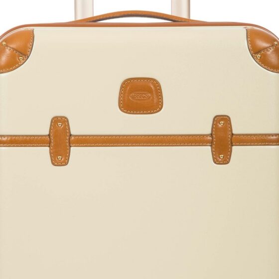 Brics Bellagio Spinner Luggage cream detail leather trim jpg