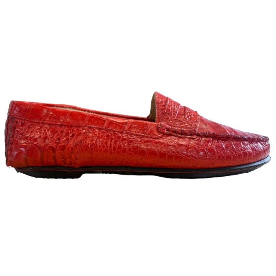Cavalli Crocodile Unisex Drivers Shoe Red Side jpg