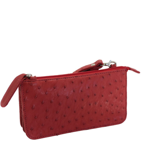 Cavalli Ladies Purse LDB1554 3 Pocket Sling Ostrich ERED font3qrtr jpg