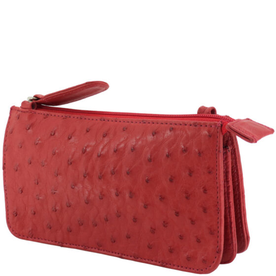 Cavalli Ladies Purse LDB1554 3 Pocket Sling Ostrich ERED font3qrtr R jpg