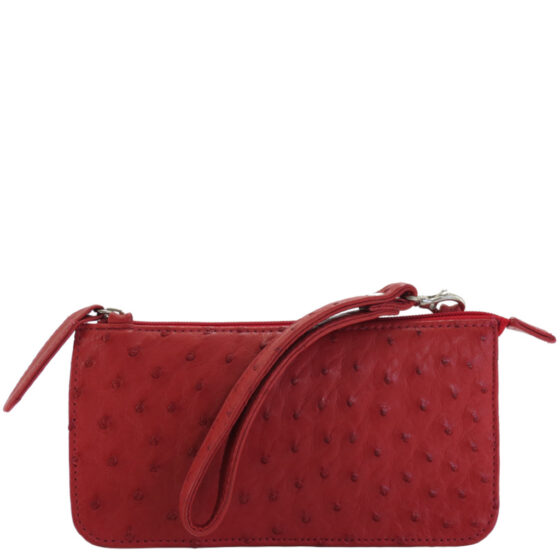 Cavalli Ladies Purse LDB1554 3 Pocket Sling Ostrich ERED font wrist strap jpg