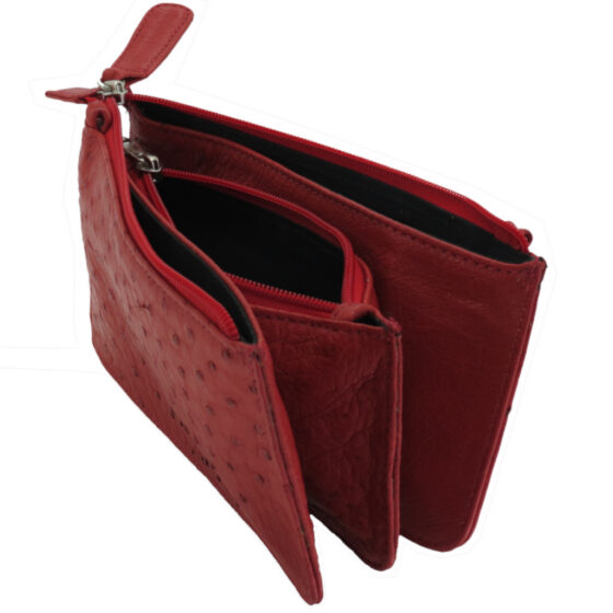 Cavalli Ladies Purse LDB1554 3 Pocket Sling Ostrich ERED interior jpg