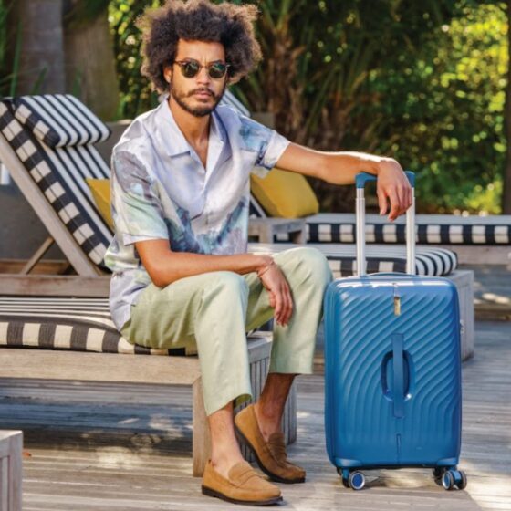 Celini Xpedition Trunk Spinner Lifestyle Blue 1